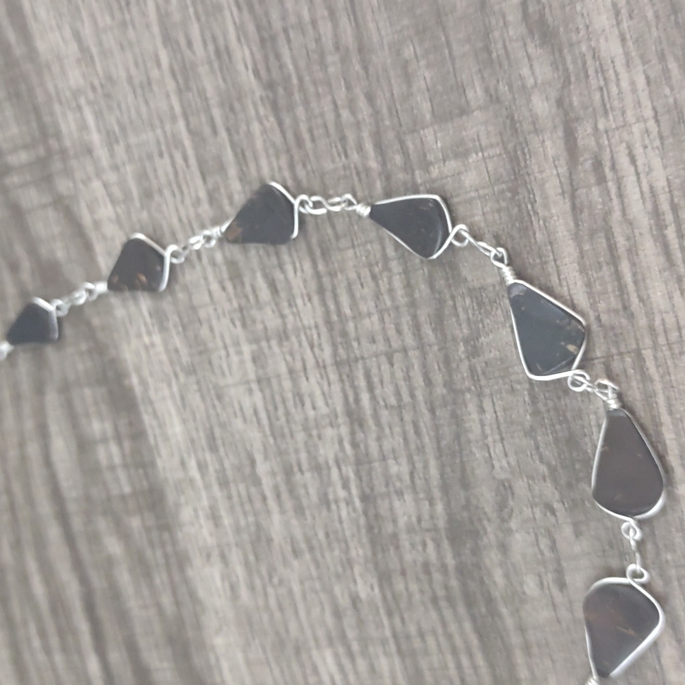 Brown Stone Silver Necklace - image 5